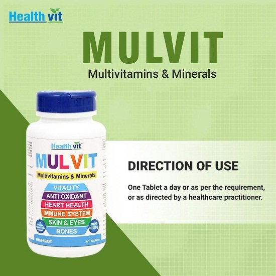 Healthvit Mulvit Multivitamins and Minerals with 31 Nutrients – 60 Tablets