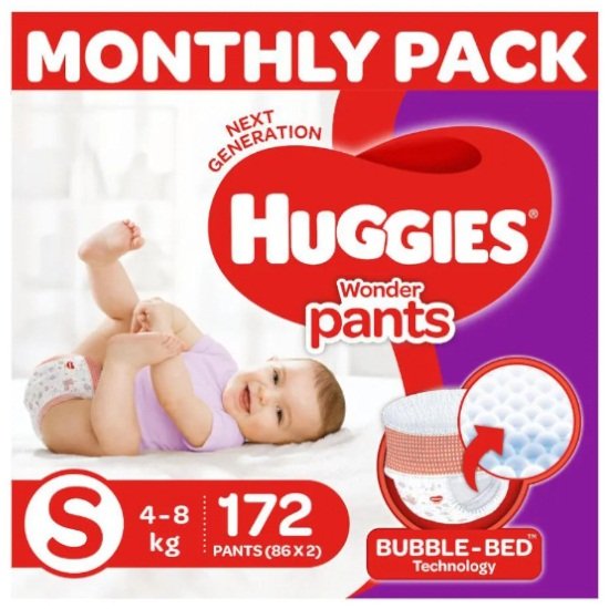 Huggies Wonder Pants Small Size Baby Diaper Pants Monthly Pack, 172 count