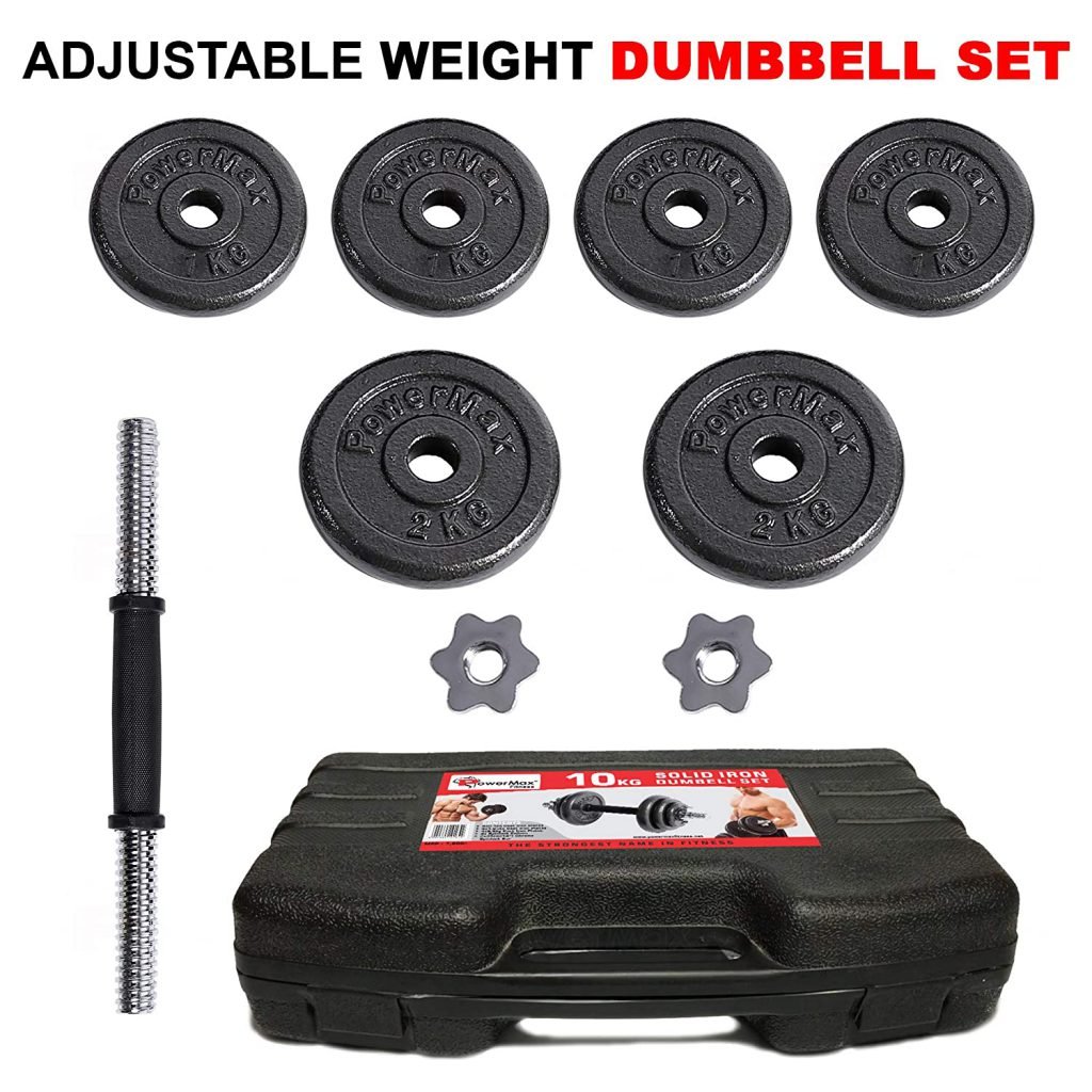 PowerMax Fitness Dumbbell Set Adjustable Coated Iron