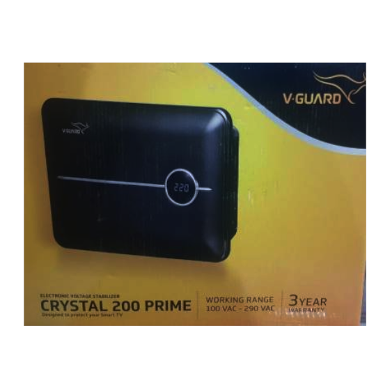V-Guard Crystal 200 Prime for One LED / LCD Smart TV Upto 178 cm + Set Topbox + Home Theatre System / Gaming Console Or Photostat Machine(Working Range: 90-290V; 6 A) Voltage Stabilizer (Black)