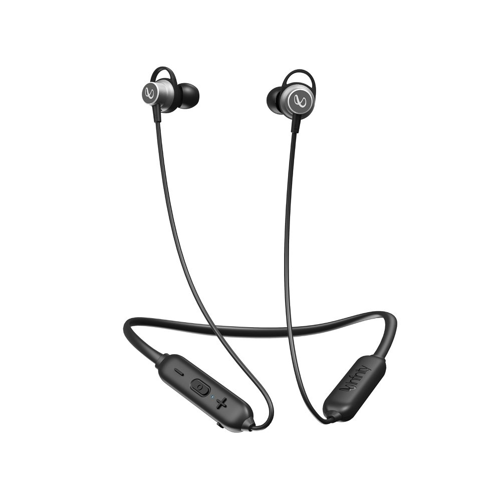 Infinity Glide Bluetooth N200 Neckband with Deep Bass Sound and IPX5 water proof (Black)