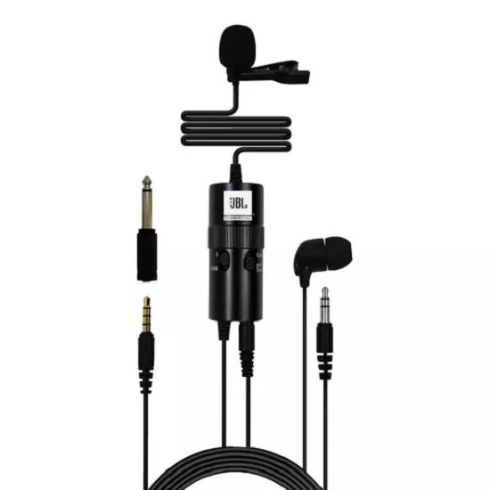 JBL Commercial CSLM30B Omnidirectional Lavalier Microphone with Headphone-out for Content Creation