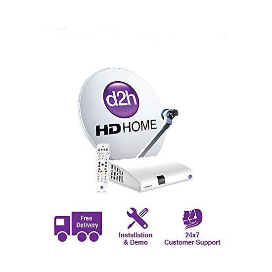 d2h HD Set Top Box With Remote 6 Months Subscription of FTA Pack Free