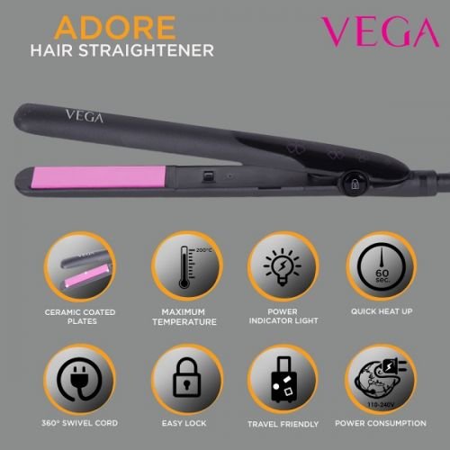 VEGA Adore Hair Straightener with Ceramic Coated Plates VHSH-18