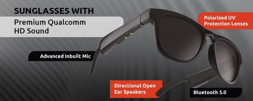 Qubo Go Audio Sunglasses Built-in Speakers and Microphone with Open Ear Audio & Voice Navigation