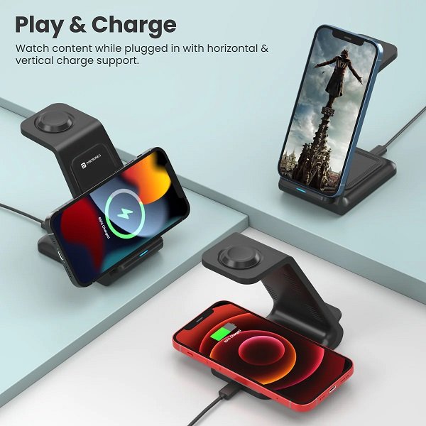 Portronics Freedom 33 3-in-1 Desktop Wireless Charger