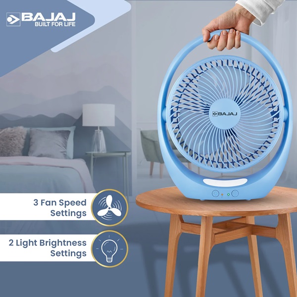 Bajaj Pygmy Go 178MM, Rechargeable Mini Fan with LED Lighting